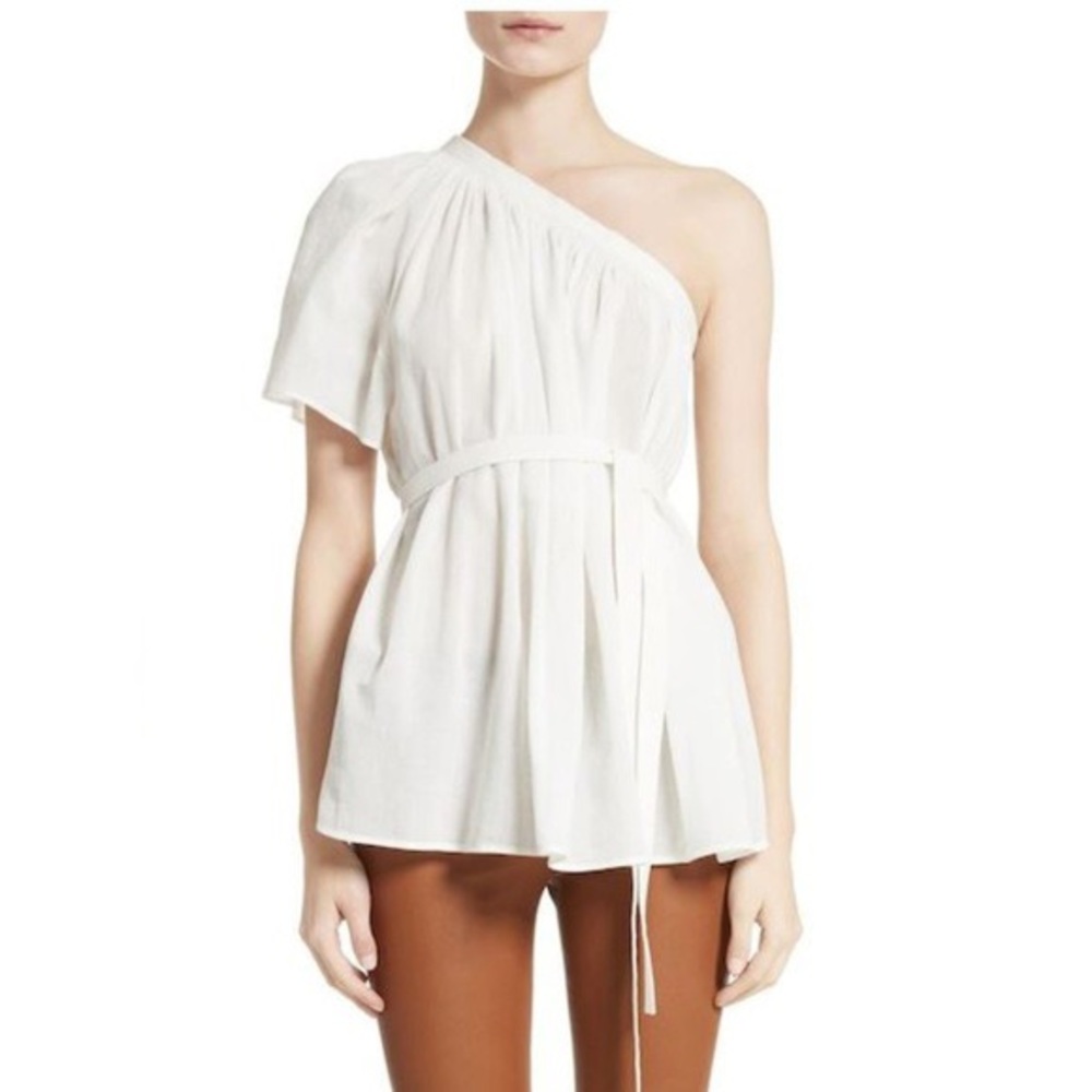 Helmet Lang one shoulder billowy blouse Sz M